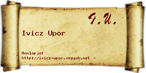 Ivicz Upor névjegykártya